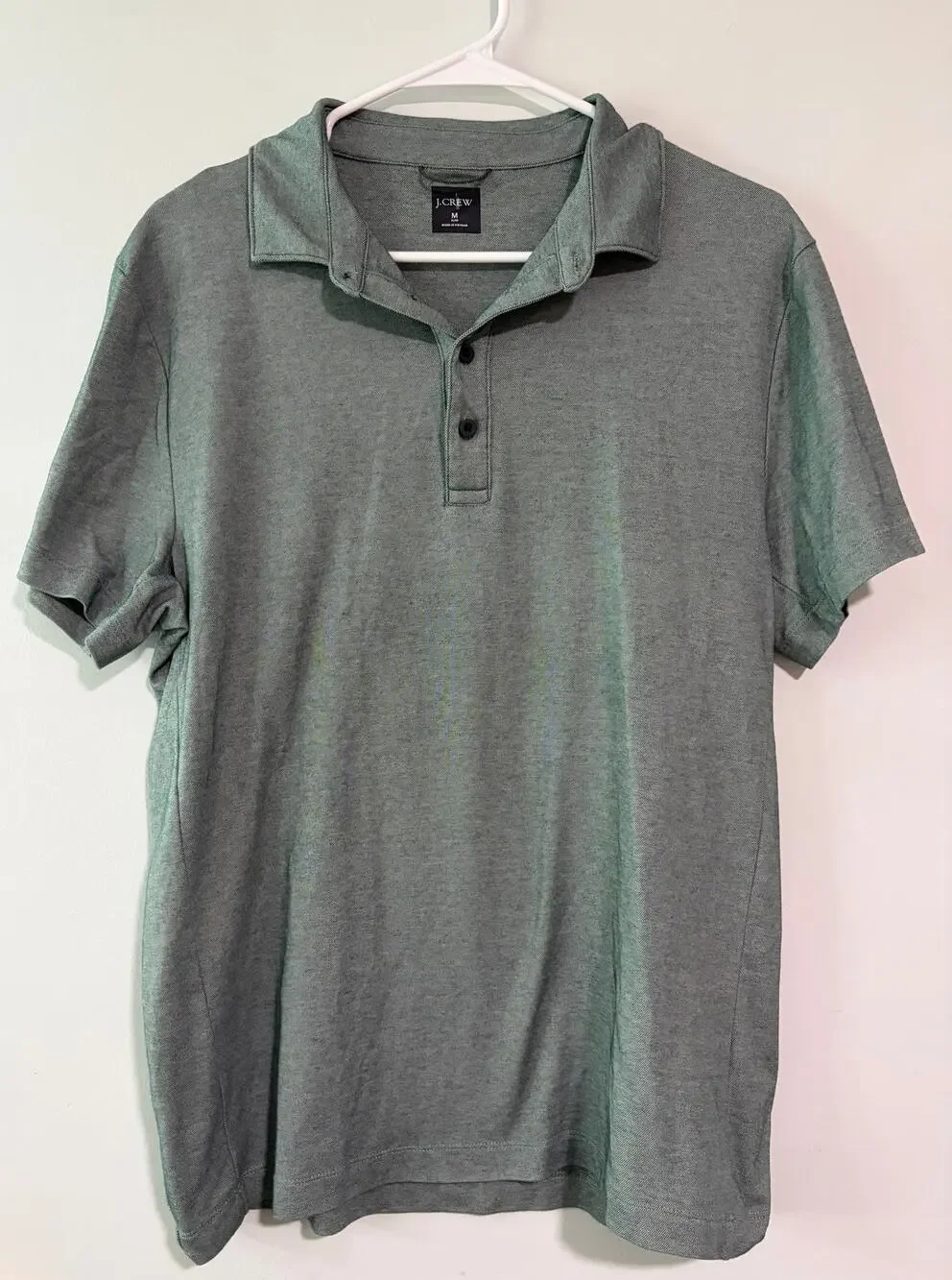 J.Crew Slim Fit Polo Men's Medium Heathered Green Cotton Blend